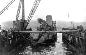 Beaching salved ships at Lyness ready for breaking up.